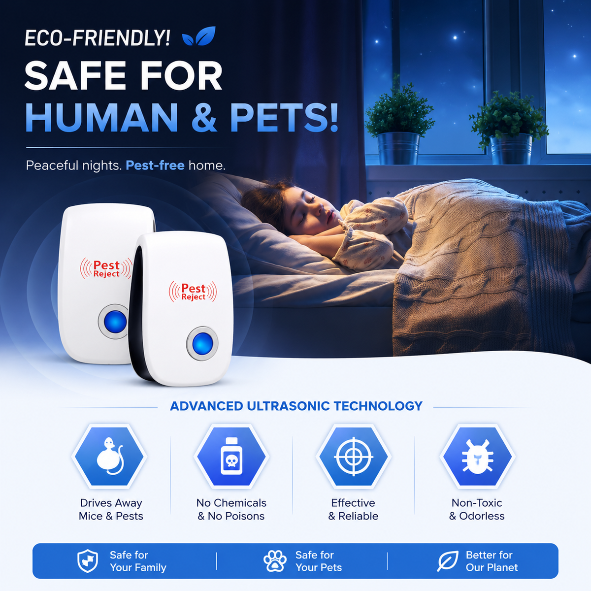 Pest Reject™ –All-in-One Ultrasonic Pest Repeller (Pack of 2)